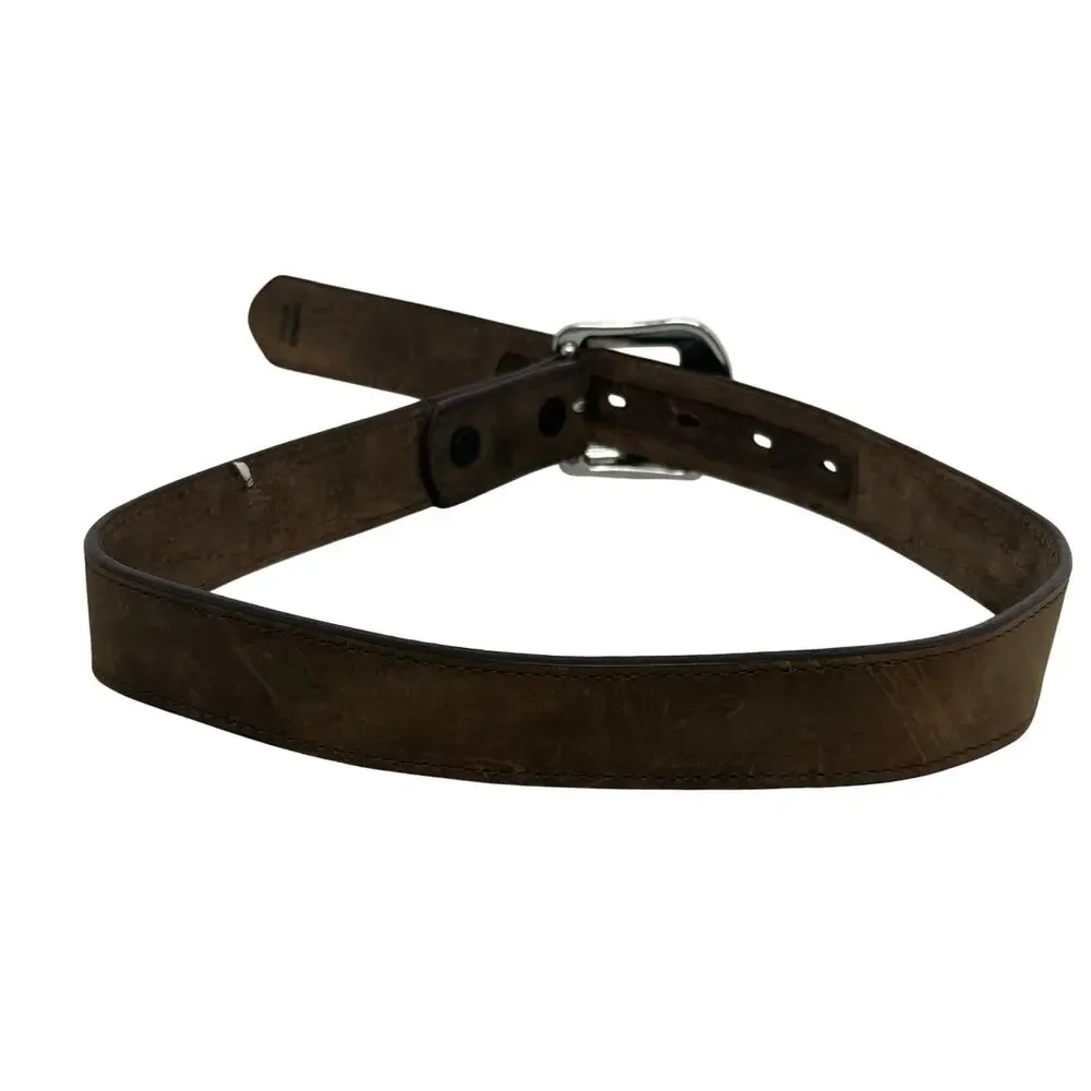 3D Belt Company Youth Western Leather Belt Size 24 Brown Silver Buckle
